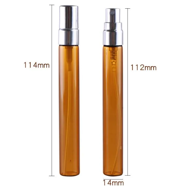 10ML Empty Amber Glass Spray Bottle Small Atomizer Perfume Bottles with Silver/gold/Black Lid SN3146