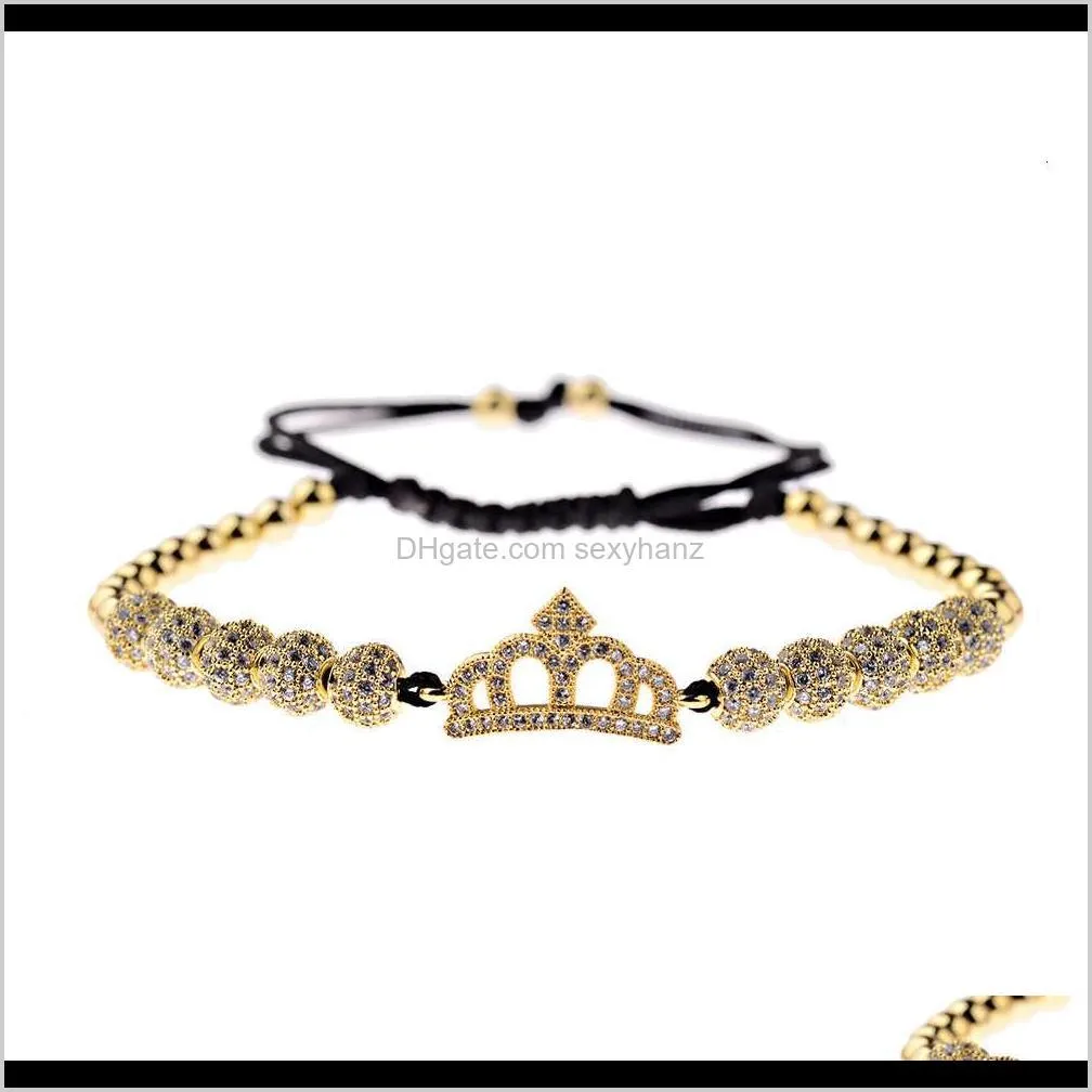 hot selling micro inlaid crown three piece set lovers bracelet