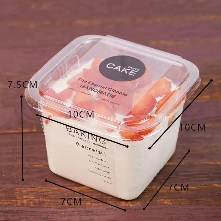Clear Cake Box Transparent Square Mousse Plastic Cupcake Boxes With Lid Yoghourt Pudding Wedding Party Supplies DH5858
