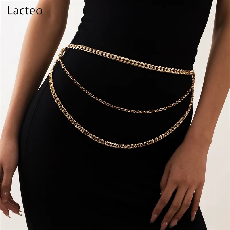 Lacteo Steampunk Multi Layer Metall Taille Für Frauen 2021 Mode Trendy Gürtel O Form Schmuck Körper Kette