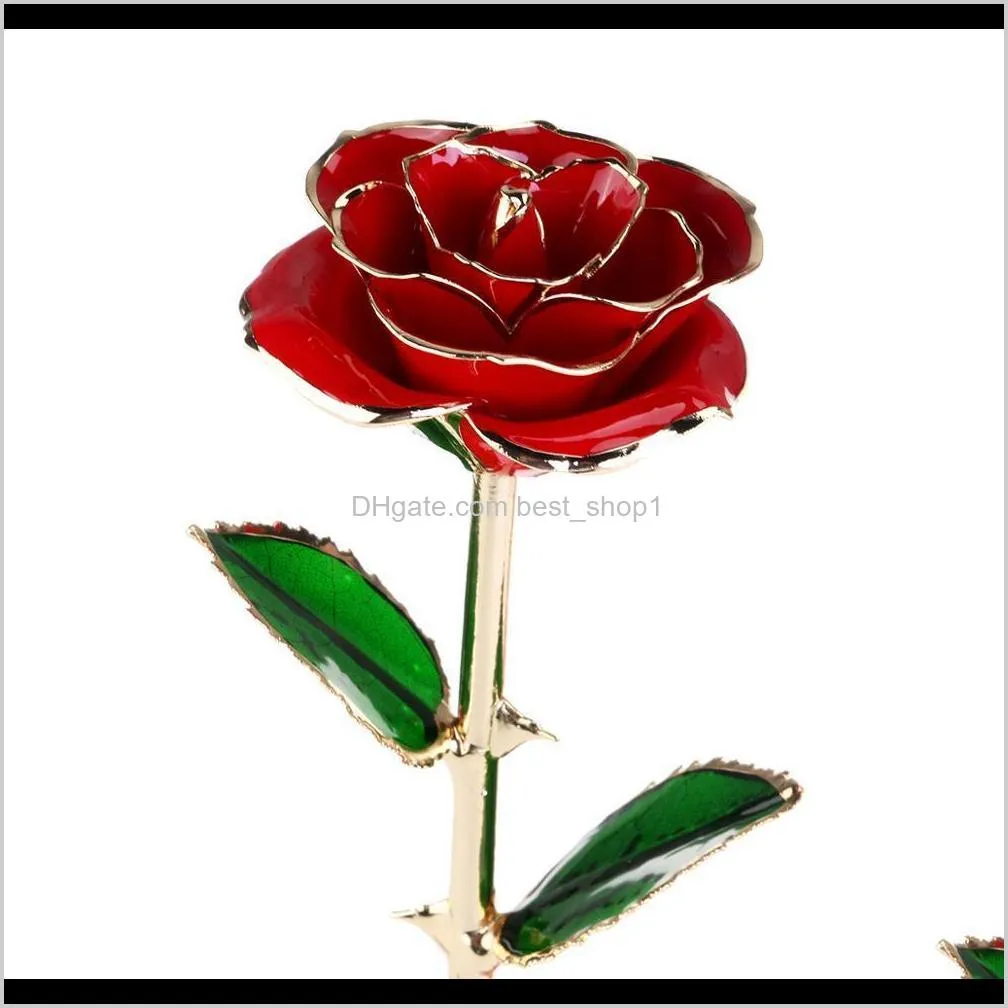 valentine`s 24k gold plated rose with packing box for birthday mother`s day anniversary gift t200103