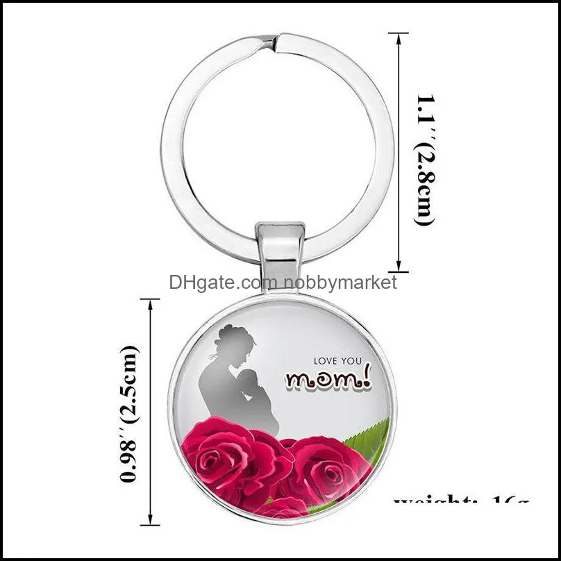 Mom I Love You Keychain Letter Keyring Time Gem Glass Keychain Mother`s Day Gift Hot Sale Keyring