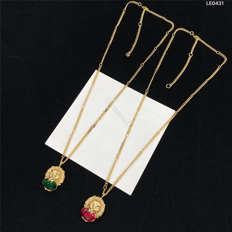 Färgglad kristallhänge tiger mönster halsband design guld pläterade halsband retro halsband smycken