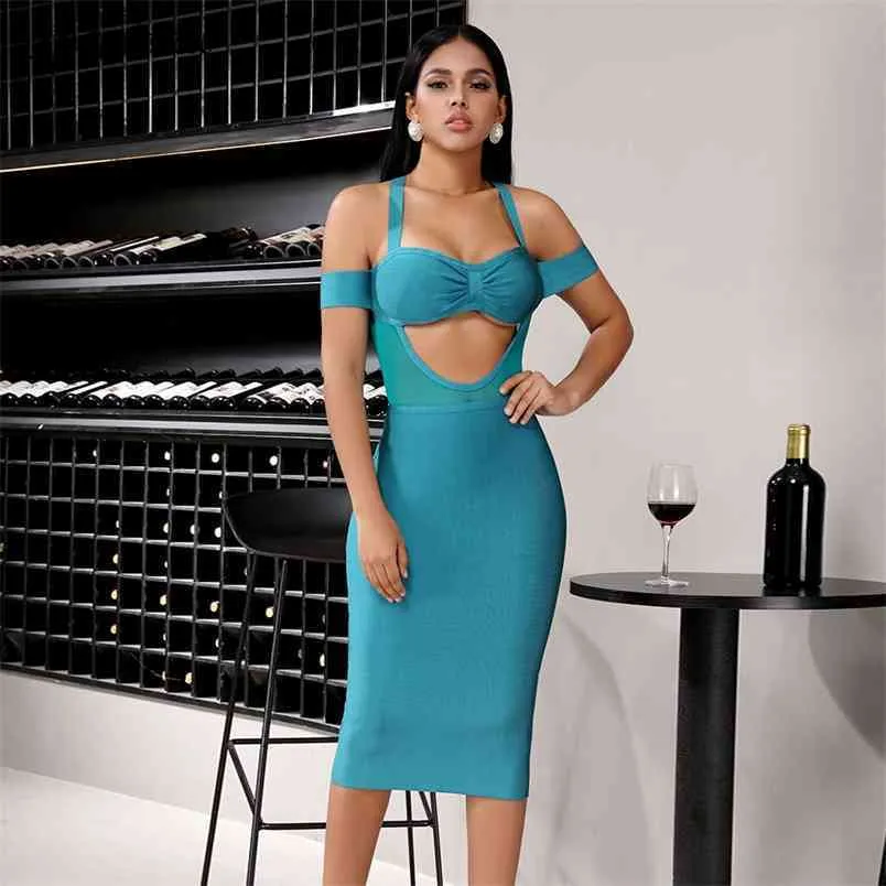 teal bodycon bandage dress Green Dresses