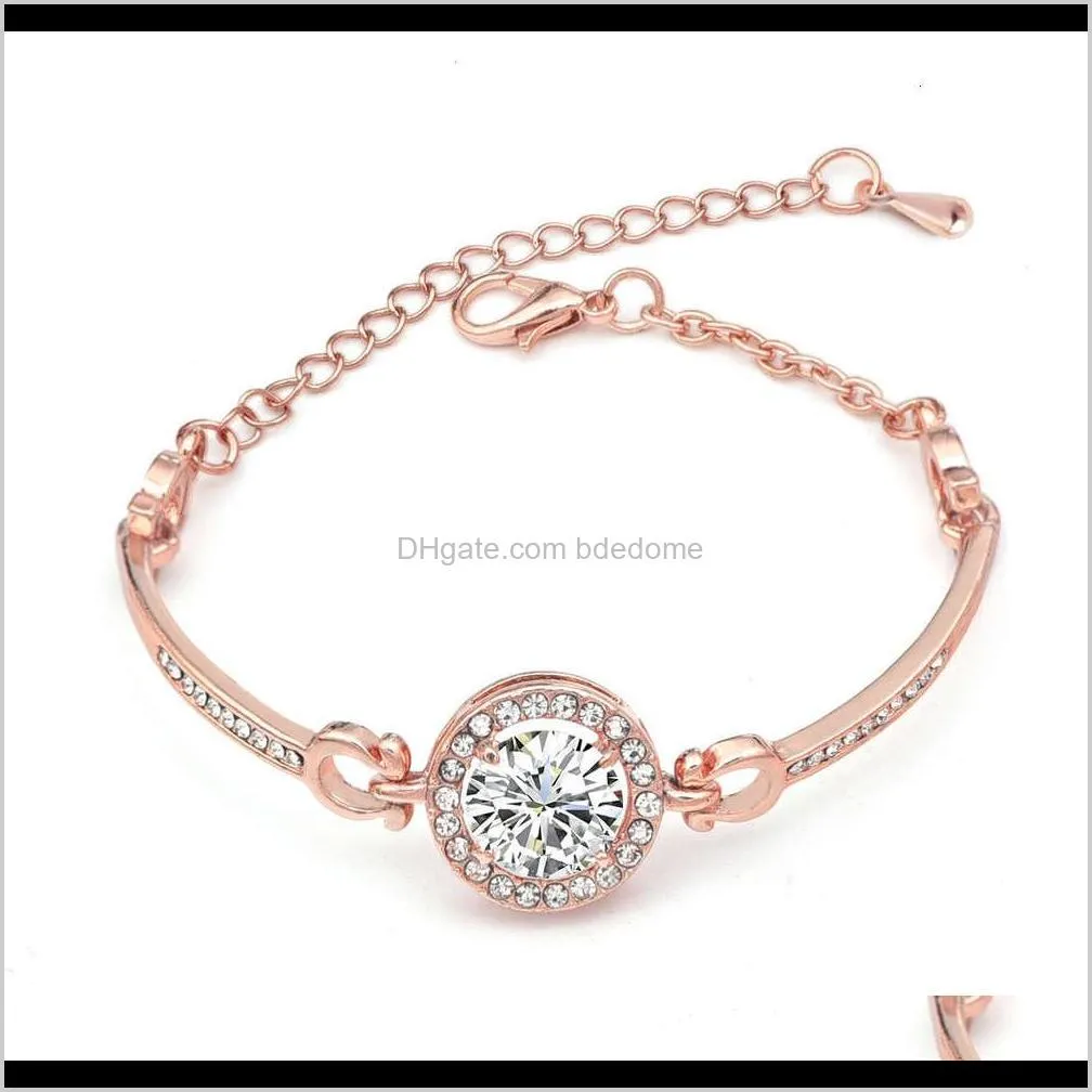 new rose gold popular heart eight arrow zircon simple women`s wear bracelet korean crystal jewelrym0ry