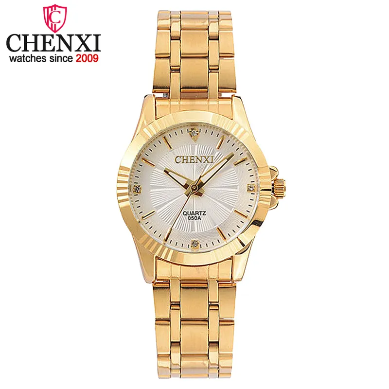 Chenxi luxe femme horloge dorée montre à Quartz femmes montres bijoux dames bracelet en or montre-bracelet mode Quartz-montre femmes Q0524