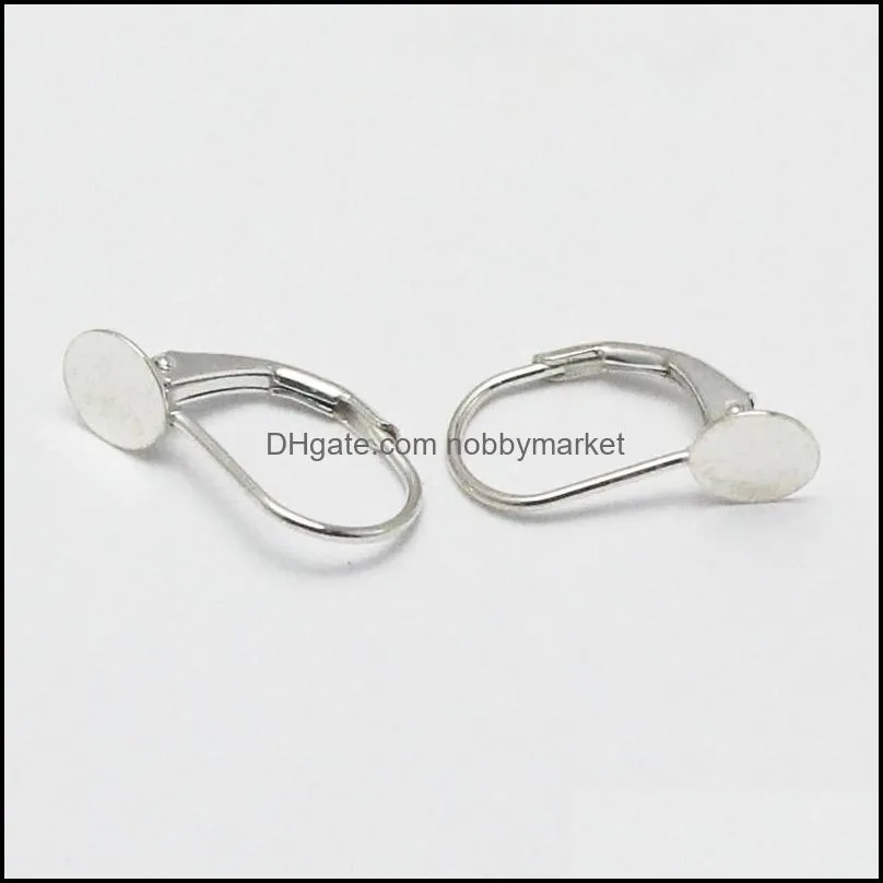 Beadsnice 925 Sterling Silver Leverback Earring Findings Pad Size 6mm Nice for Glass Cabochons or Resin Handmade Earring Components ID
