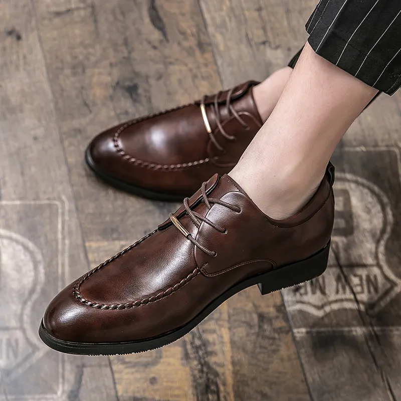 Classic Black Lace Up Oxford Formal Shoes For Men For Men Genuine Leather  Formal Business Dress Flats With Round Toe From Dressshoesstreet, $38.46