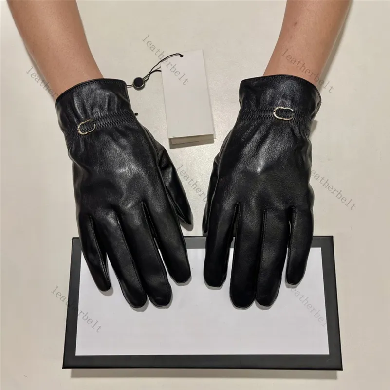 光沢のある手袋スーパーソフトシープスキンミッテン冬の屋外の暖かい手袋シンプルなブラックレザーミトン