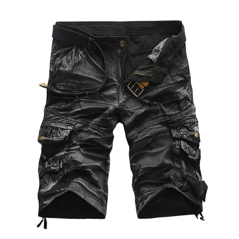 Calções de carga de verão Homens Cool Camuflagem Algodão Casual S Calças Curtas Marca Roupas Confortável Camo Sem Cinto 210629