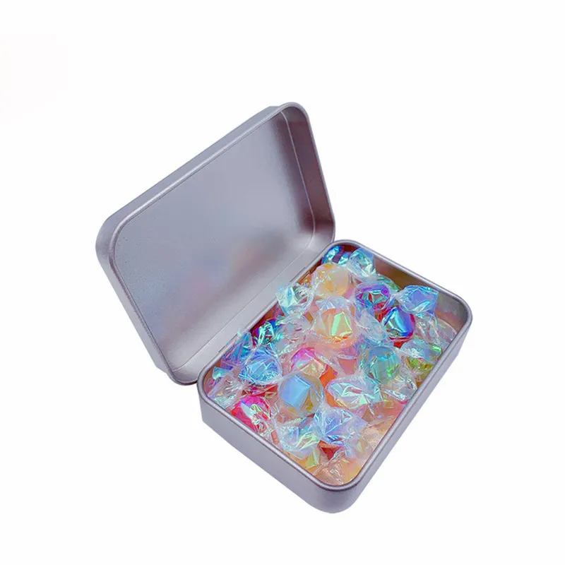 Rectangle Vide Argent Métal Boîte D'emballage De Mariage Bijoux Pilule Cas Portable Tin Boîtes Conteneur Cosmétique Organisateur