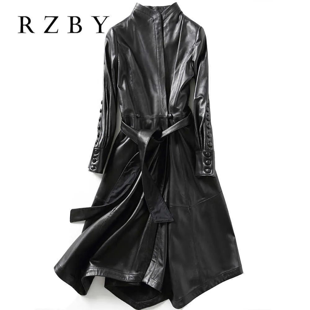 RZBY 100% veste en cuir véritable femmes vestes d'hiver coréen manteau en peau de mouton naturel femme en cuir véritable long coupe-vent 211011