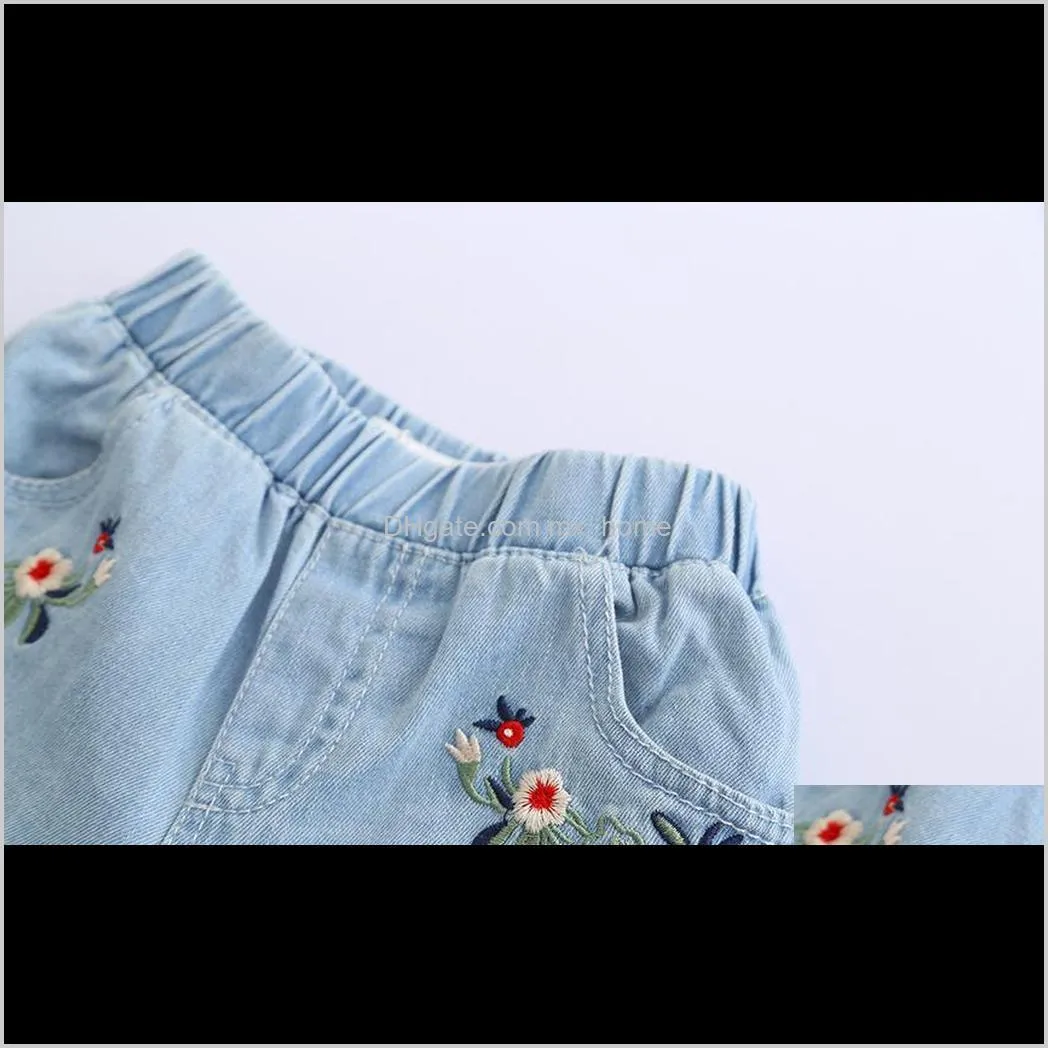 kids shorts kids embroidered flowers fashion denim shorts girls clothes wild style summer promotions shipping