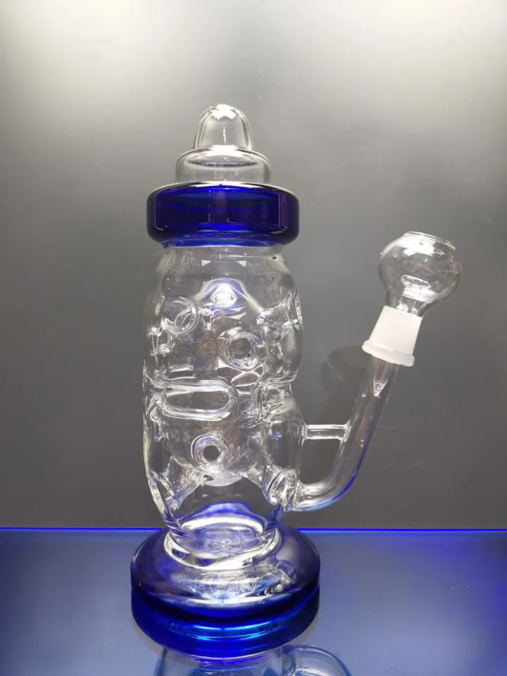 新しいBabybottle Bong Oil Rigs Water Pipe Recycle Recycle Recycle Recycle with Hollow Out Design 14.4mmの関節厚いガラスオイルバーナーセストショップ