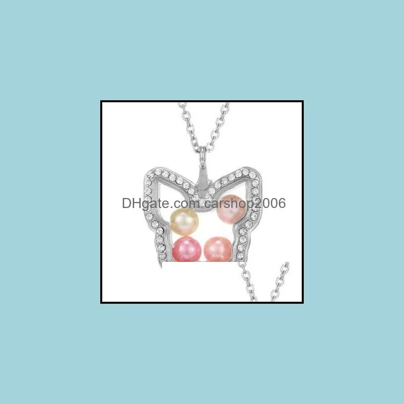 Bijouxflottant Médaillon Perles Pendentif Colliers Cage Géométrie Verre Magnétique Ouvrable Mémoire Pendentifs Charmes Déclaration Collier Bijou