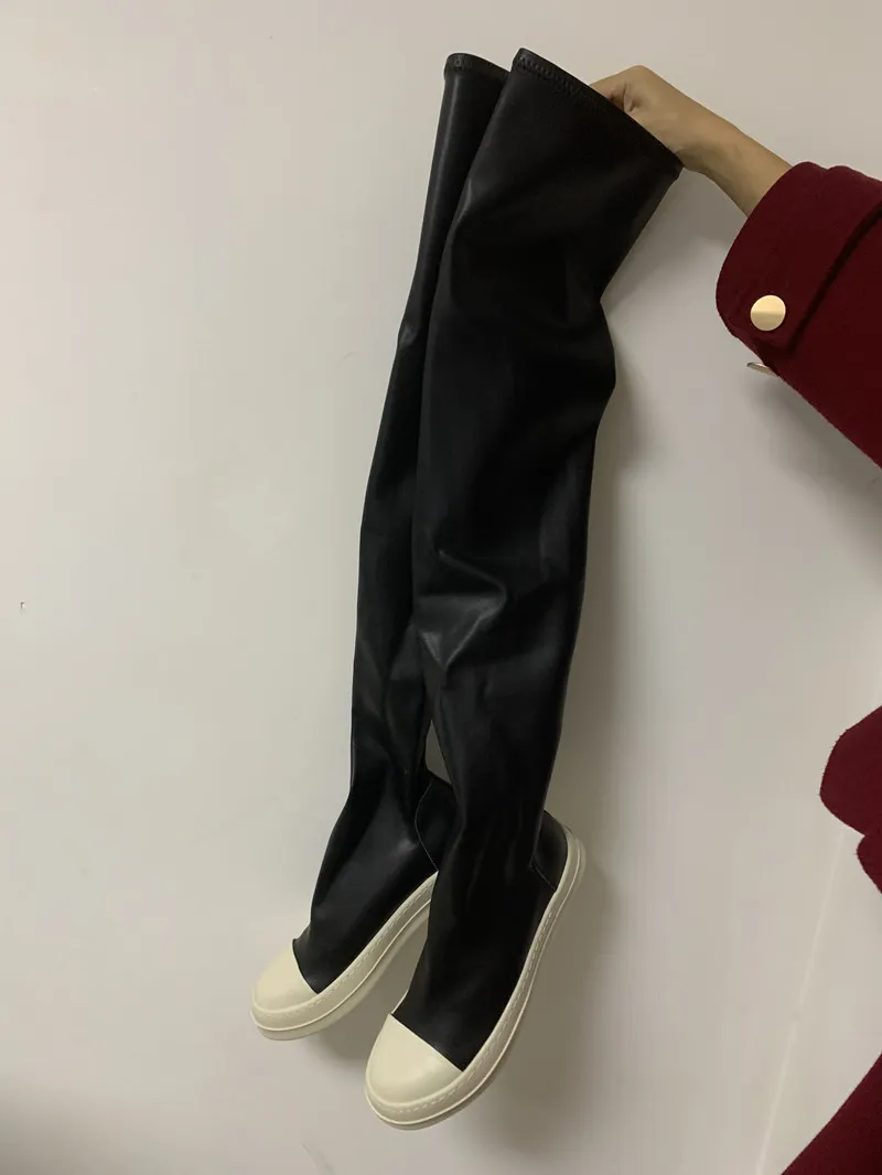 Stivali da donna con suola spessa sopra il ginocchio Stretch Student All-match Casual Fion Femmes Chaussures 5920