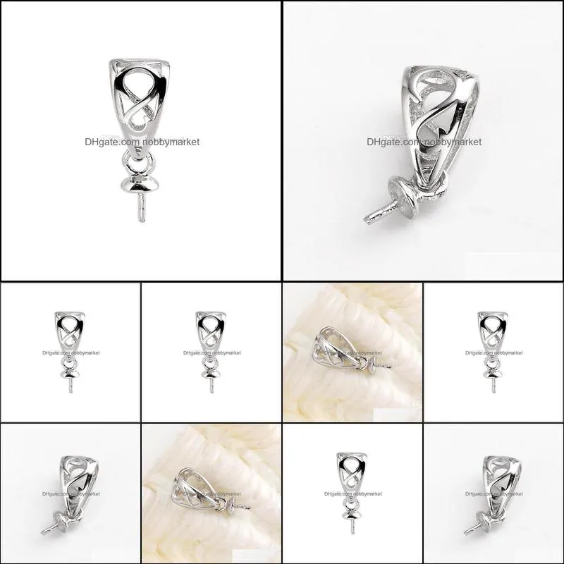 Pendant Bail Pearl Settings Fine Jewelry DIY S925 Connector Small Charm 925 Sterling Silver 10 Pieces