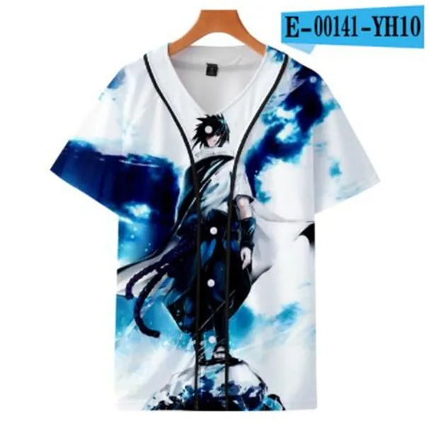 Man sommar baseball jersey knappar t-tröjor 3d tryckta streetwear tee shirts hip hop kläder bra kvalitet 023