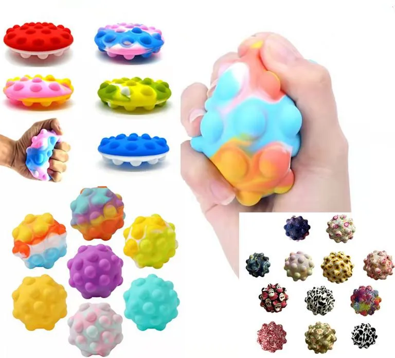 Fidget Toys Decomprestion 3Dボールポップの発光シリコーン反応感覚の絞りスケシッシュピンチのおもちゃ不安の救済救済子供大人ベントクリスマスギフトDHL