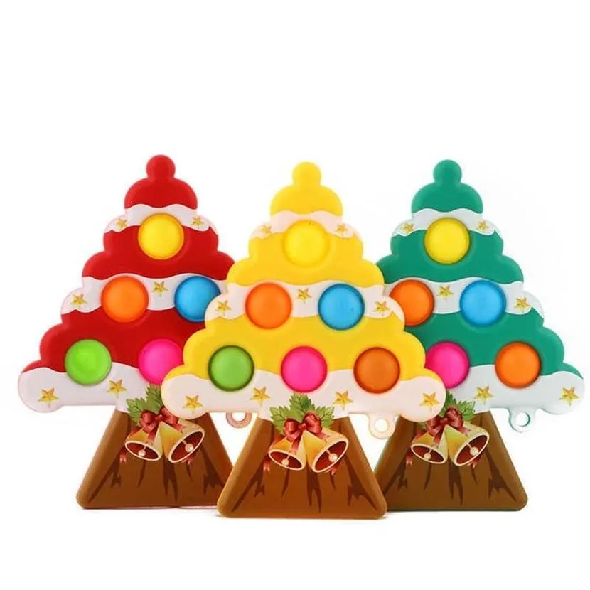 Tiktok kerstboom vorm sleutelhanger sensorische fidget bubble push poo-zijn stress relief bal sleutelhanger decompressie speelgoed DHL verzending BS29