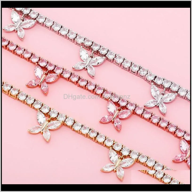 5mm butterfly chain 5mm tennis chain choker necklace iced out cubic zirconia hip hop bling chains mens charm jewelry gift