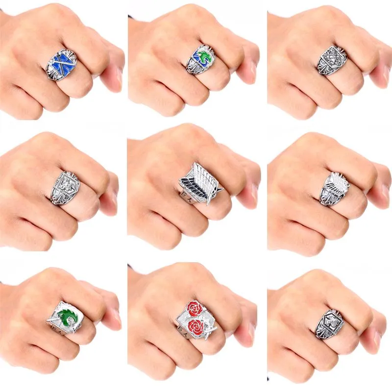 Cluster Rings Anime Attack On Titan Ring Metal High Quality Cosplay Jewelry Men Women Gift Accessories Can Drop