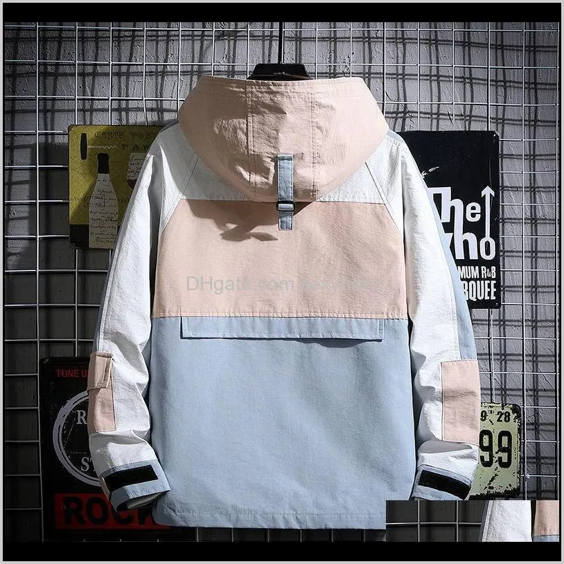 hybskr men`s japanese style jacket 2021 fashion casual oversize coat autumn new man hooded streetwear kpop graphic print jacket