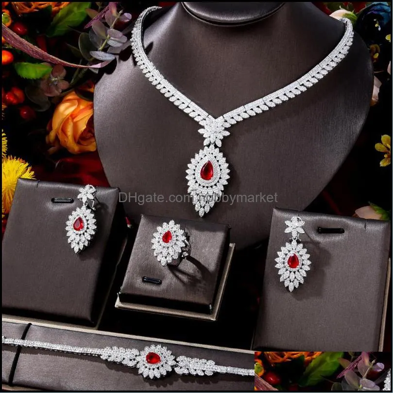 Earrings & Necklace Missvikki Luxury Gorgeous Jewelry Set Women Wedding Sparkly Engagement High Quality