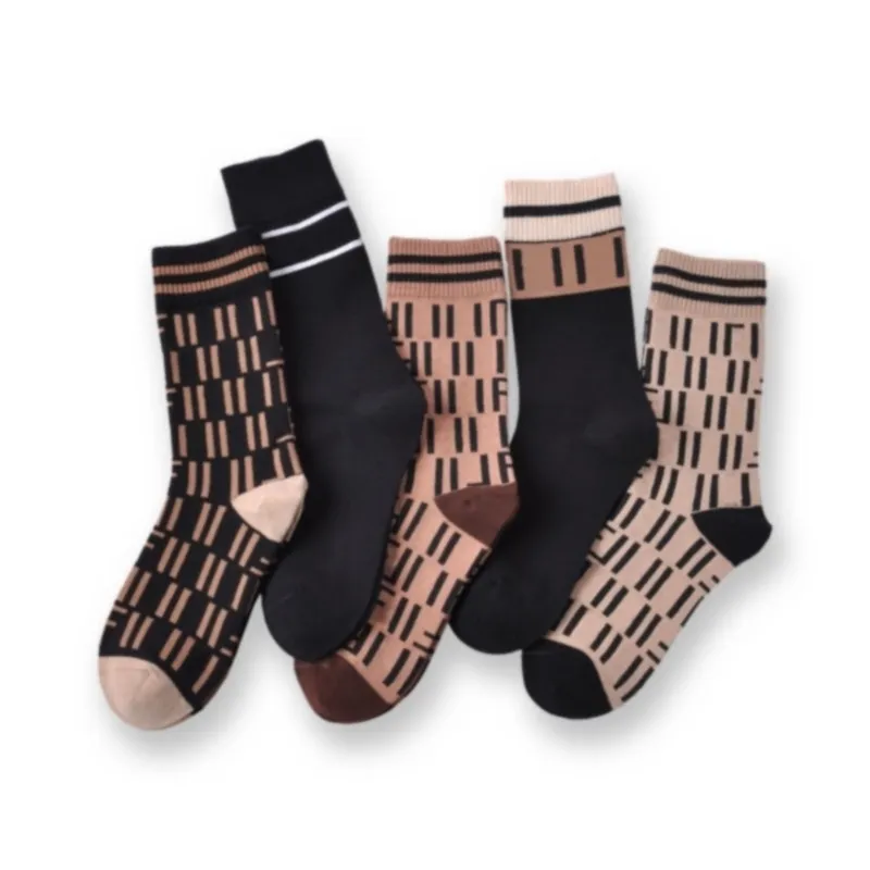 21 Fashion Socks Luxury Letters Trend Brand Cotton F Men Women Tube Big Design High-end Breathable Warm 5 Pairs 211105