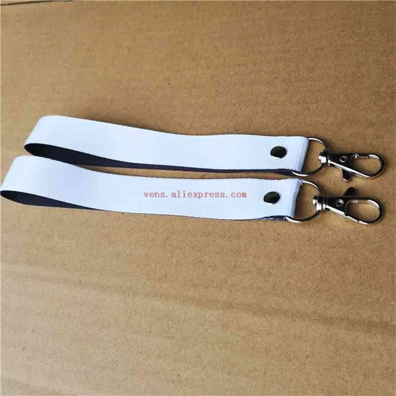 Sublimering Polyester Vit Blank Nyckelringar Key Ring Värmeöverföring Utskrift Blank DIY Materials 20PCS / Parti 210409