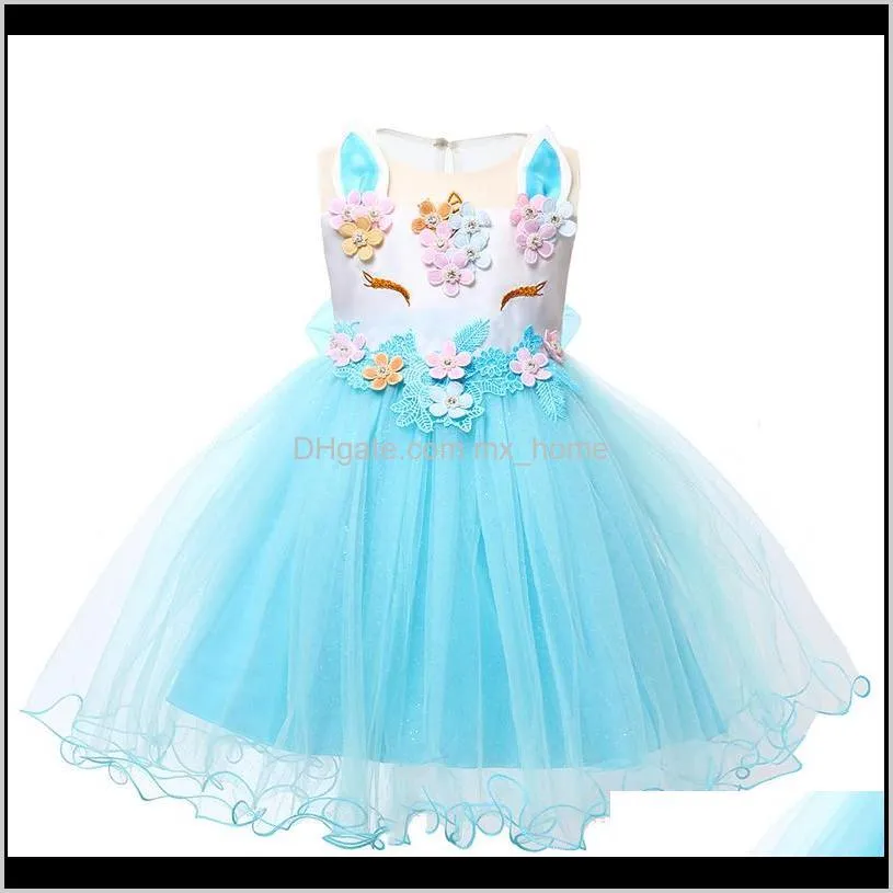 baby girls unicorn dresses 4 design tutu sleeveless back button floral appliqued beaded lace dress party clothes 0-2t 04