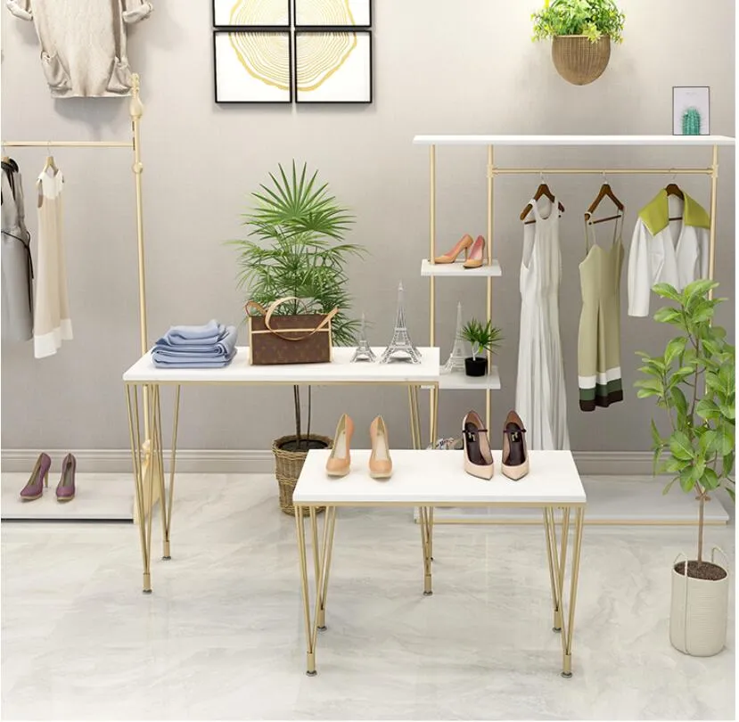 Flower Shop Display Table Commerciële Meubels Goud Hoge Water Combinatie Schoenen Tas Tafels