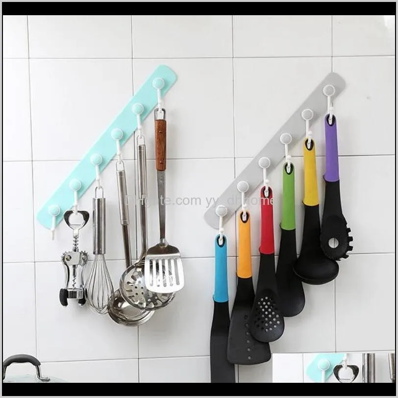 360 degree rotation storage rack with 6 hooks for hanging clothes hat coat hanger wall hook kitchen organizer