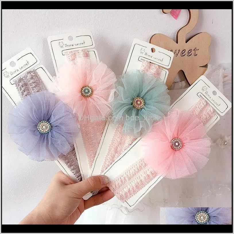 2020 New Simple Girl Hairbands Cute Lace Beads Flowers Birthday Festival Toddler Hairbands for Children Fashion Hair Accessories