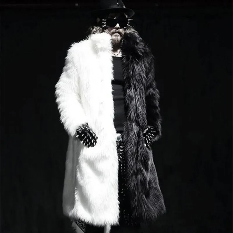 Men Real Fur Coat Winter Faux Fur Outwear On Both Sides Coat Men Punk Parka Jackets Leather Overcoats Genuine Fur Brand Clothing