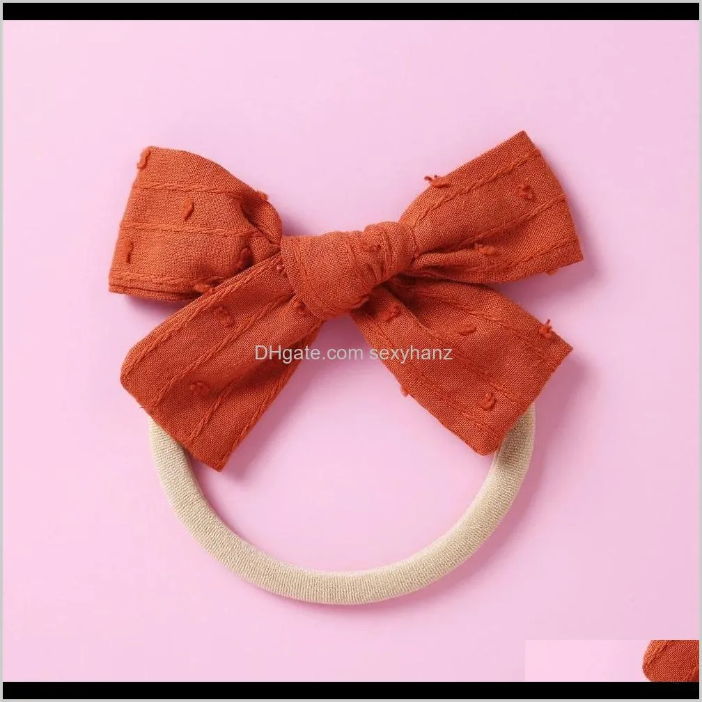 34 pcs/lot, cotton jacquard fabric bow hair clips, hand tied bow nylon headbands, baby girls hair accessories birthday gift