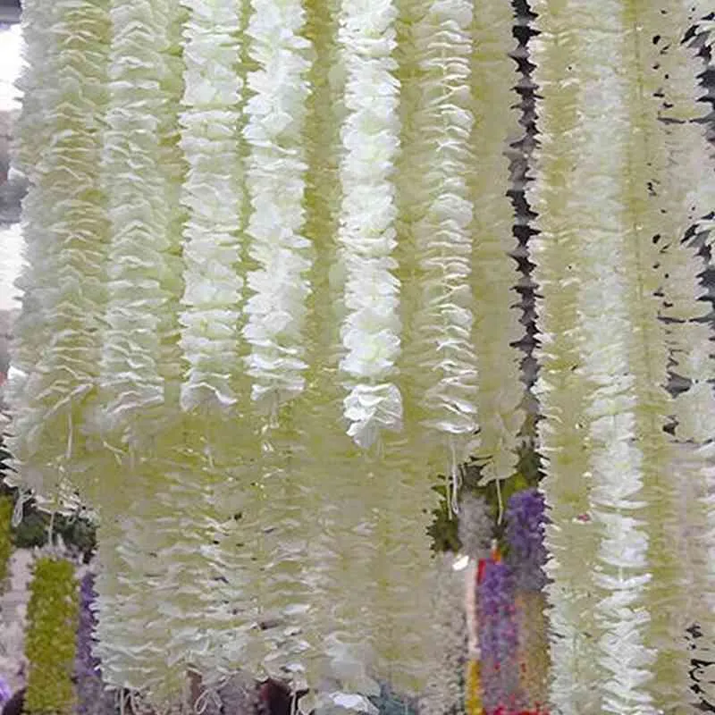 50pcs 1M/2M Orchid Rattan Artificial Silk Flower Vine For Home Wedding Garden Decoration Hanging Garland Wall Fake Flowers 210624