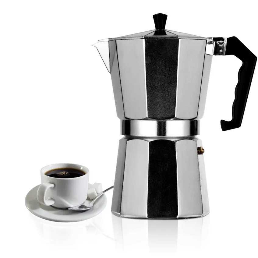 50-600ML Aluminum Mocha Coffee Pot Rapid Stovetop Brewer Classic Octagonal Shape Kitchen Accessories Utensils 220225
