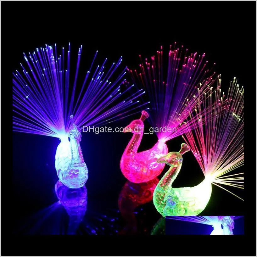 1000pcs peacock finger light colorful led light-up rings party gadgets kids intelligent toy gifts sn2443