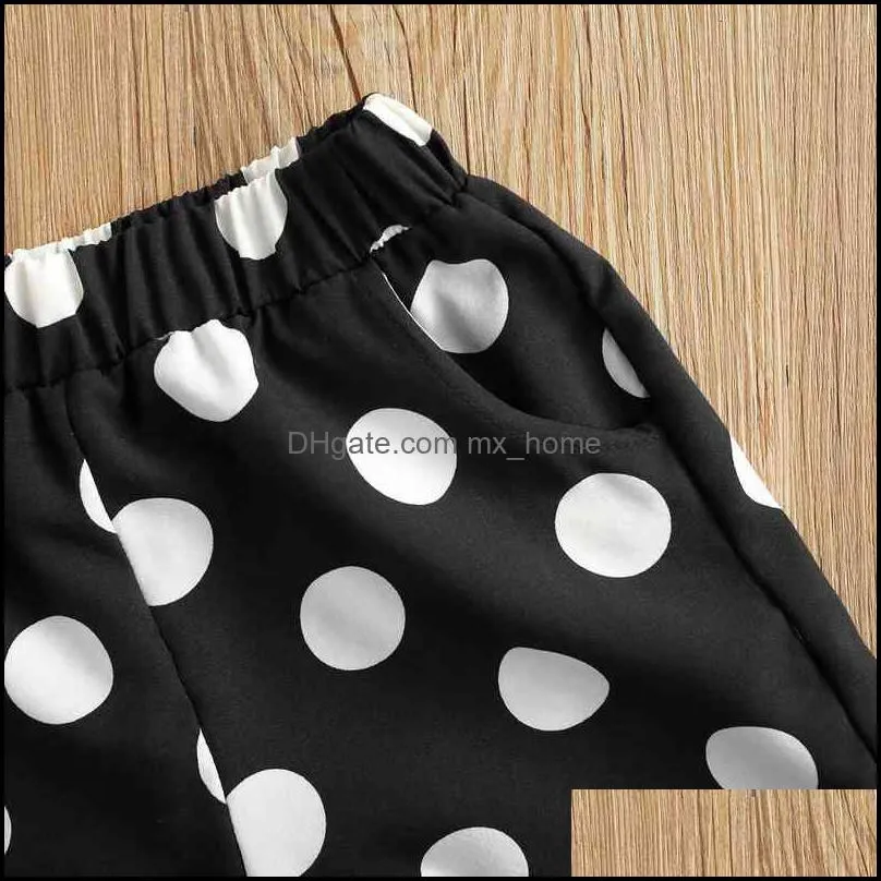 Kids Girls Clothes Sets Polka Dot Print Sleeveless Vest Tops Shorts Suits