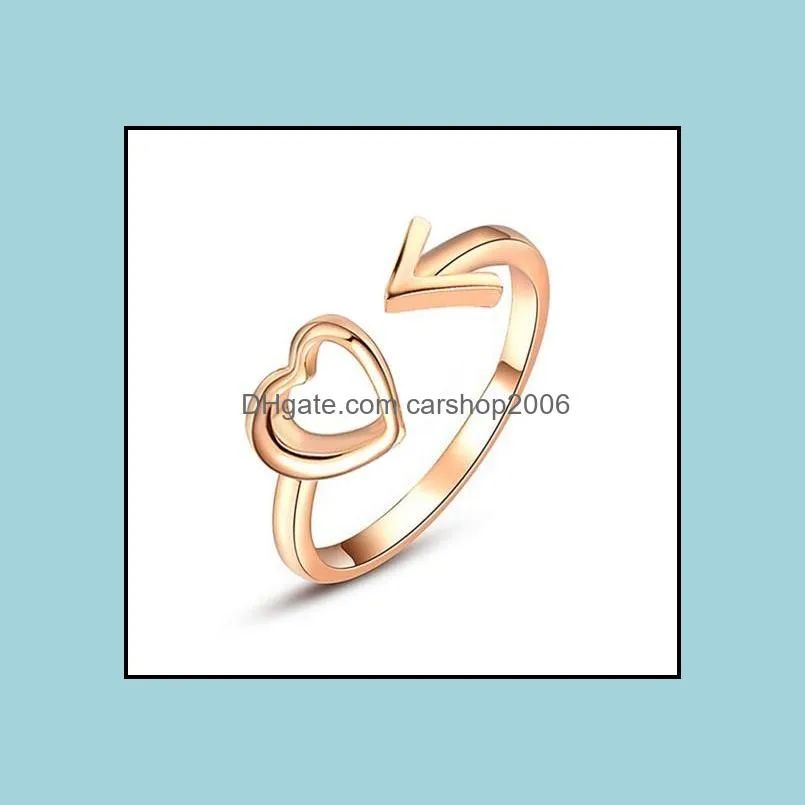 Womens Rings Arrow Heart Adjustable Open Gold/Silver /Rose Gold Tone Rings Simple Fashion Jewelry Accessories Band Rings