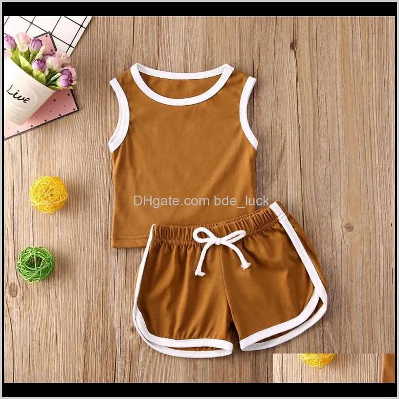 Summer Toddler Baby Girl Boy Shorts Set Solid Sleeveless Tank Top + Shorts Casual Clothes 1-5Y
