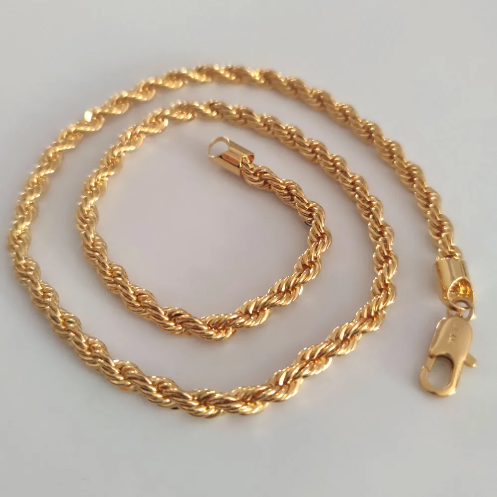 Real 24k Yellow Gold GF Diamond Cut ED Solid New Rope Chain XP Jewelry Fancy Bild Mens Tjock 6mm9002608255o