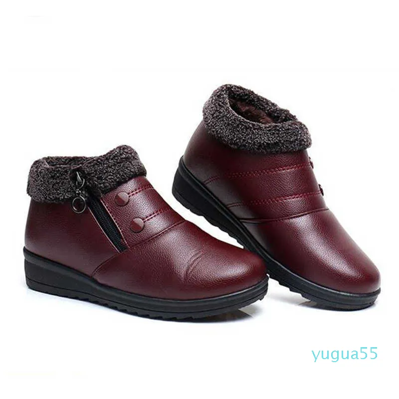 Winter Mom Cotton Shoes warm Middle-aged Women Boots High Quality PU Soft Leather Shoes Women Snow Boots Winter Boot