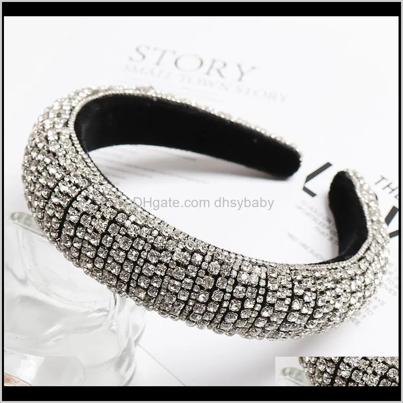 colorful baroque  headband for women luxury shiny padded diamond hairband hair accessories