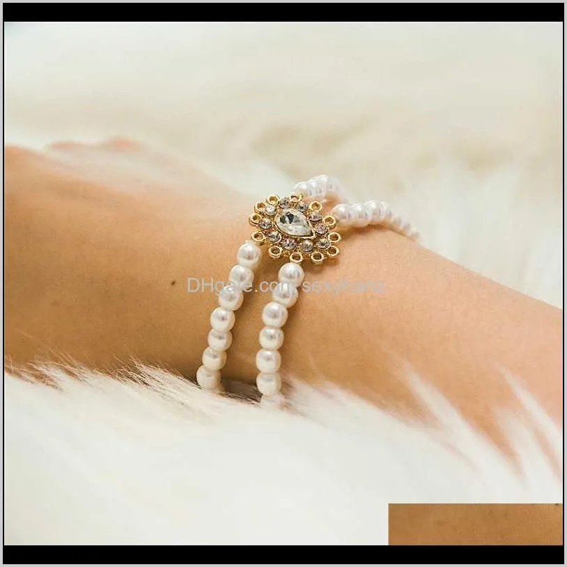 bacolod gold color charm beaded bracelets beauty pearl crystal zinc alloy jewelry for girls gifts for friends 2020 fashion