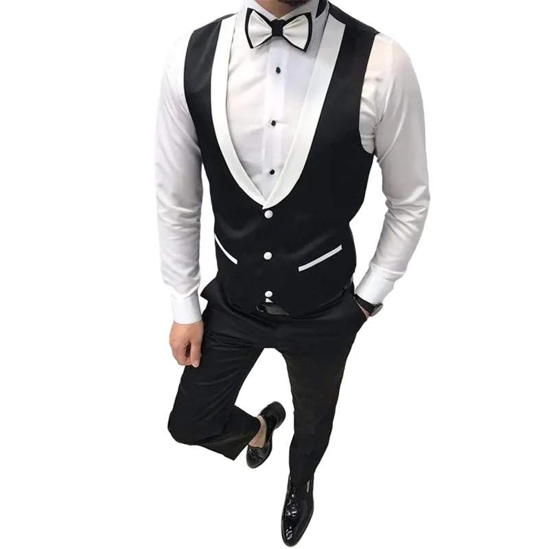 Costumes pour hommes Blazers Gilets de marié pour mariage Costume d'affaires noir Slim Fit Mens Vest Italian Formal Party Dress Groomsmen Sweater Shirt Wais