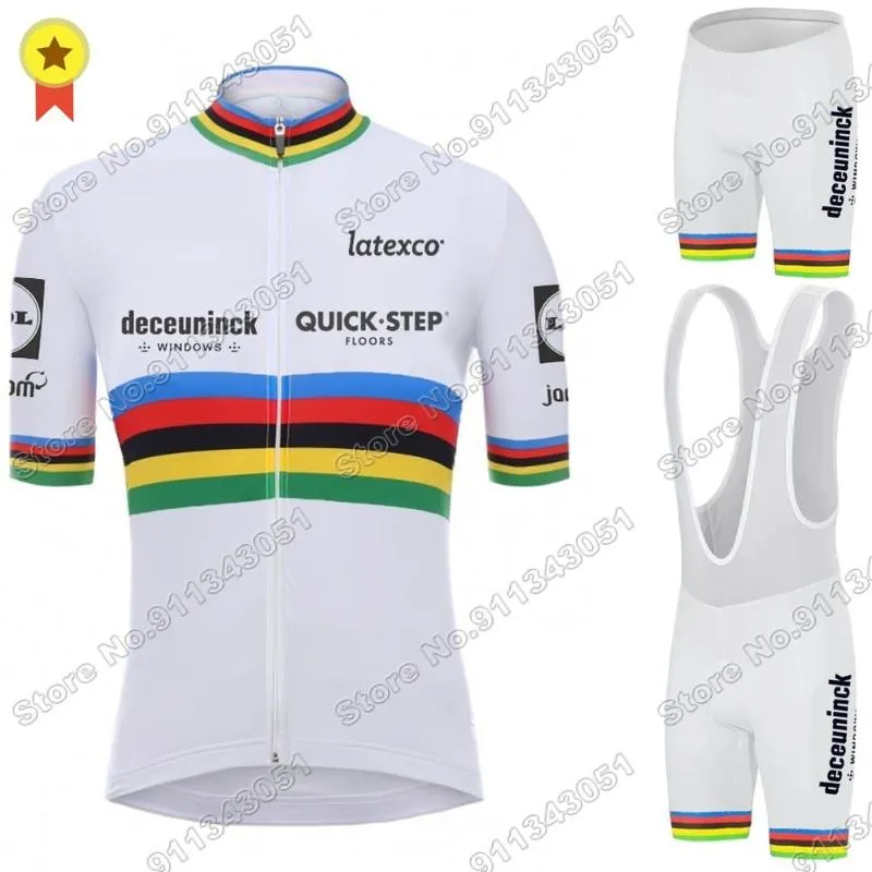 White World Quick Step Cykling Jersey Set Race Clothing Road Bike Suit Cykel Bib Shorts Maillot Cyclisme Racing Sets