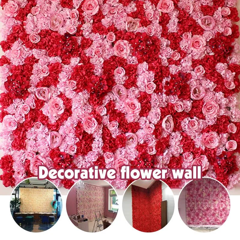 Décoration de fête artificielle Rose hortensia fleur panneau mural lieu de mariage/décor de chambre à coucher Po accessoires de fond tentures décoratives