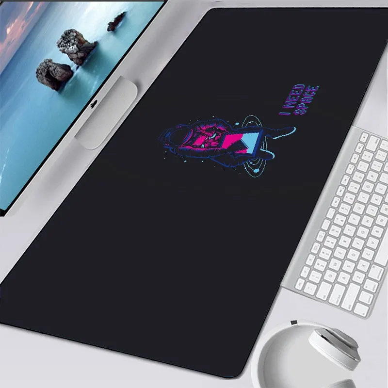 Pürüzsüz PU Deri Bilgisayar Mouse-Pad Masası Mat Oyunu Dizüstü Mouse Pad Astronot Baskı Siyah Desen Oyun Fare